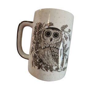 Vintage Otagiri Owl Coffee Cup Mug, Brown Cream Speckled Bird, Retro Japan